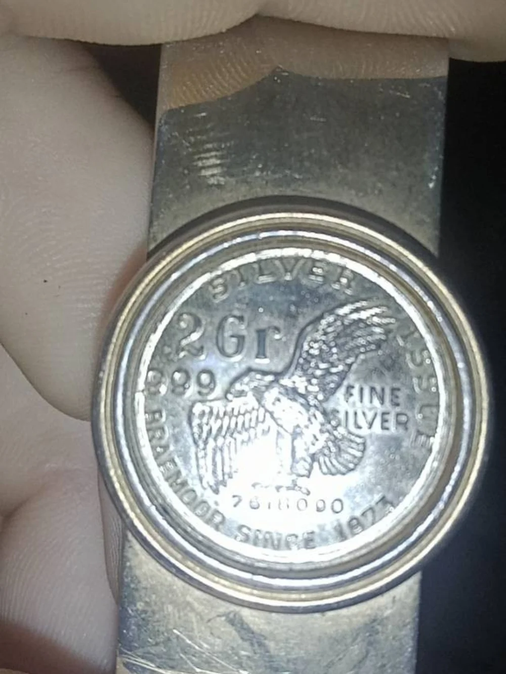 999. 2 GR Silver Eagle Money Clip - Silver Tone